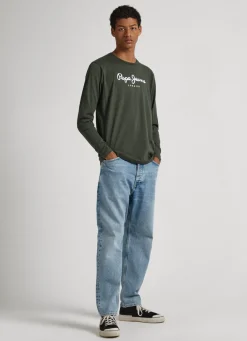 Men Pepe Jeans Printed Logo Cotton T-Shirt