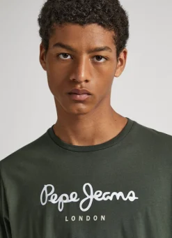 Men Pepe Jeans Printed Logo Cotton T-Shirt