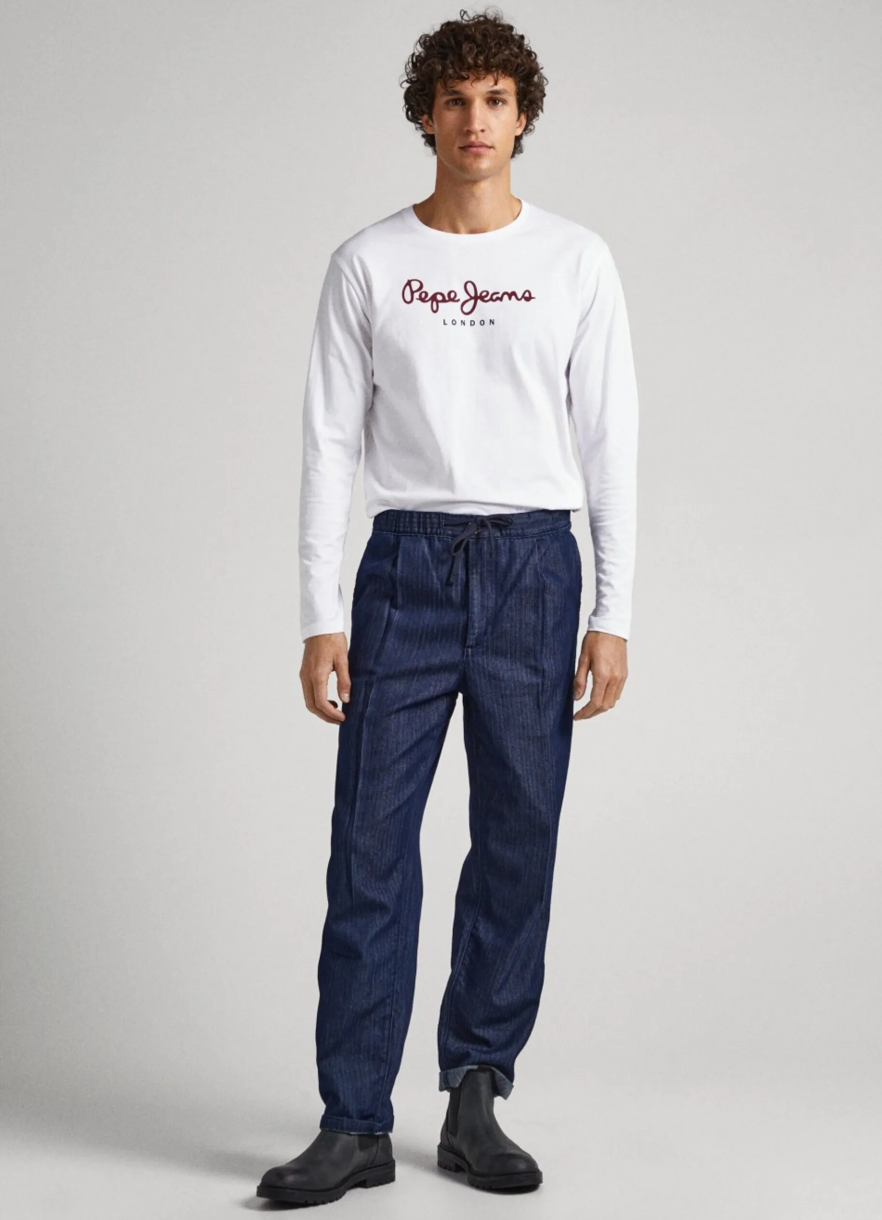 Men Pepe Jeans Printed Logo Cotton T-Shirt