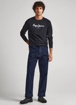 Men Pepe Jeans Printed Logo Cotton T-Shirt