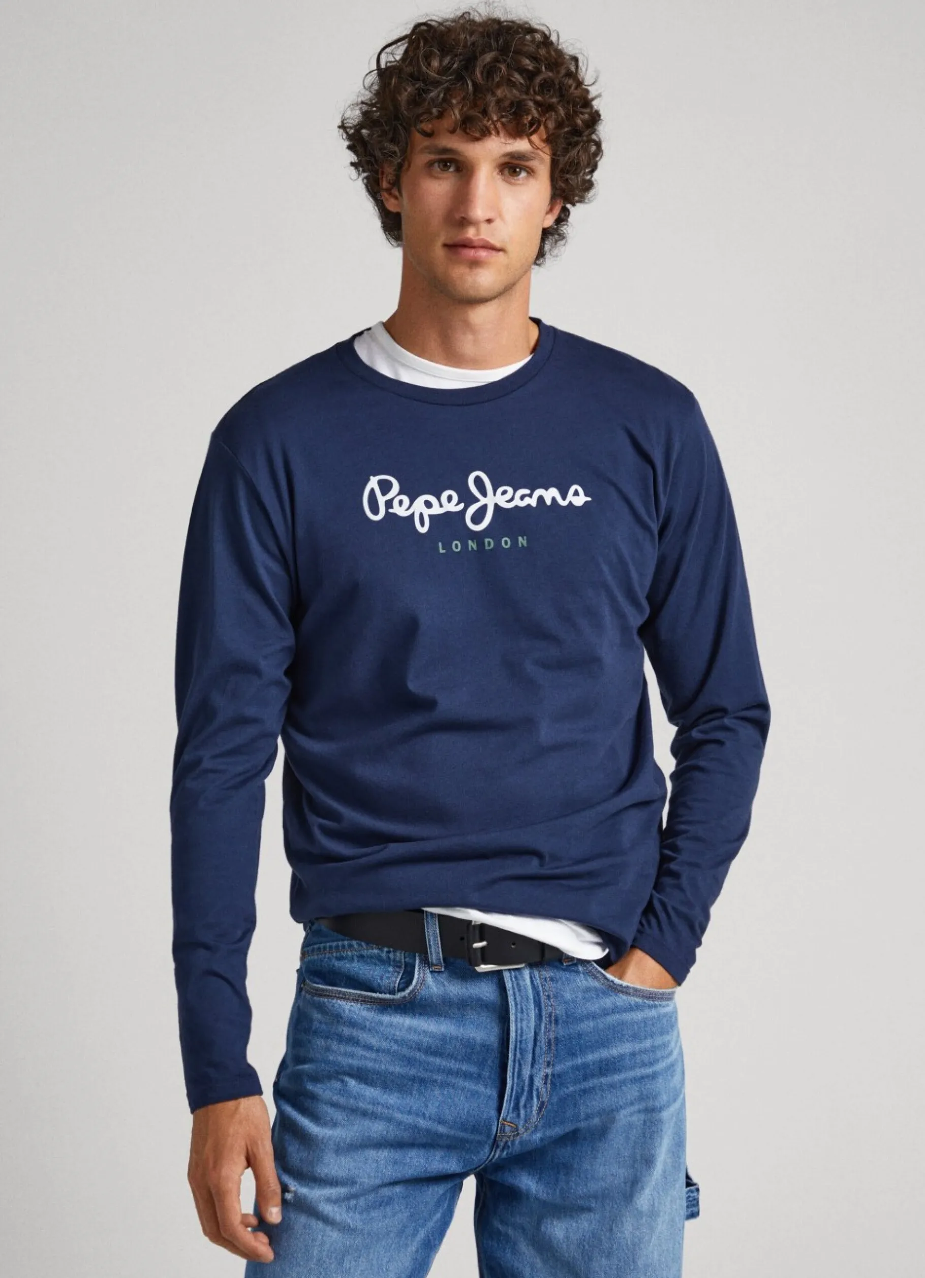 Men Pepe Jeans Printed Logo Cotton T-Shirt