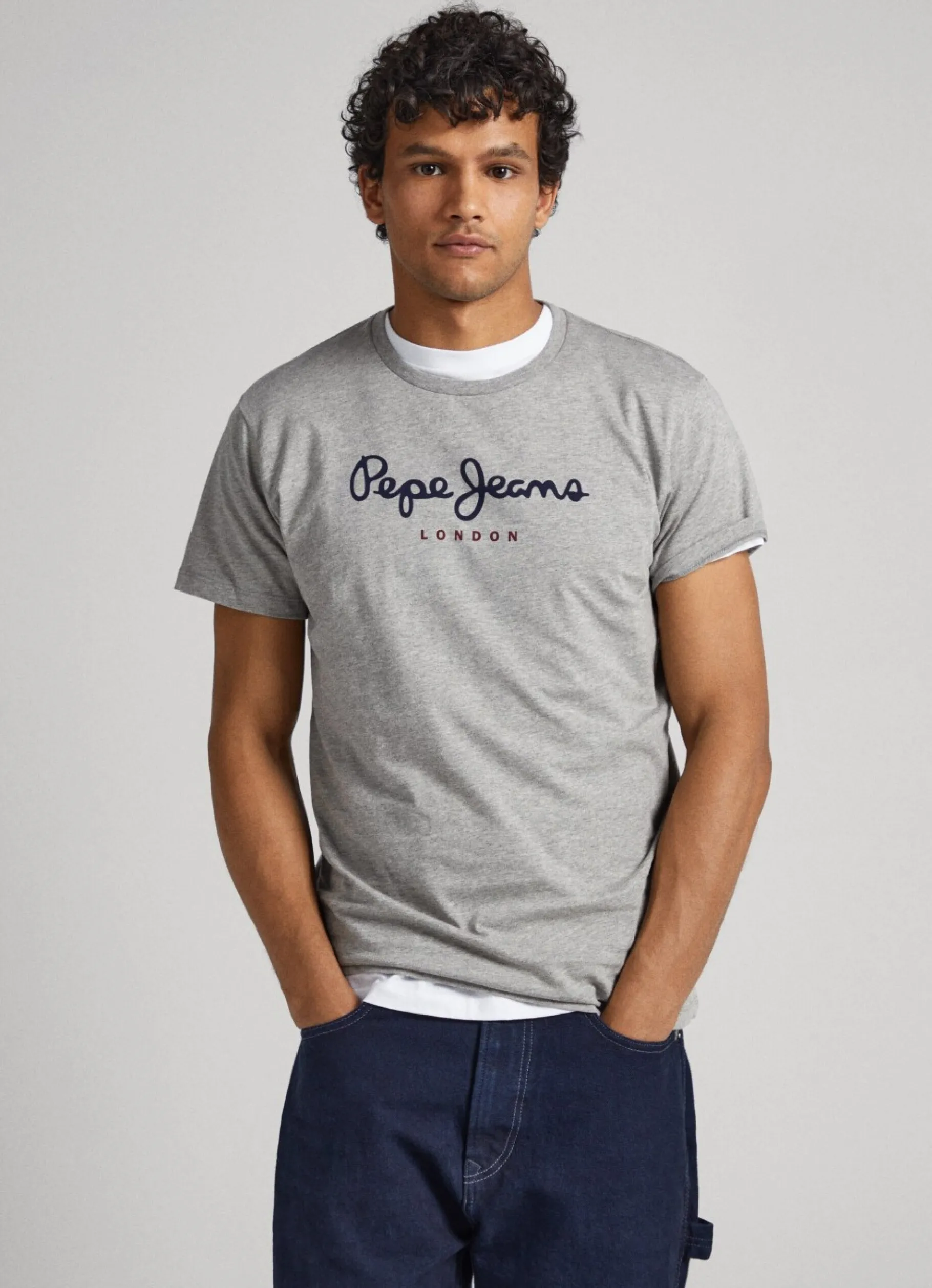 Men Pepe Jeans Printed Logo Cotton T-Shirt