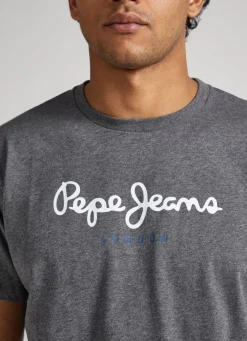 Men Pepe Jeans Printed Logo Cotton T-Shirt