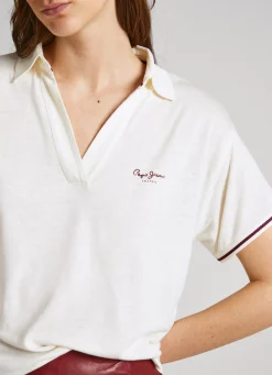 Women Pepe Jeans Printed Logo Polo Shirt