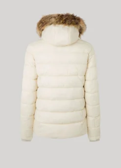 Women Pepe Jeans Puffer Jacket W/ Fur Lining On Hood