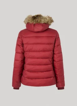 Women Pepe Jeans Puffer Jacket W/ Fur Lining On Hood