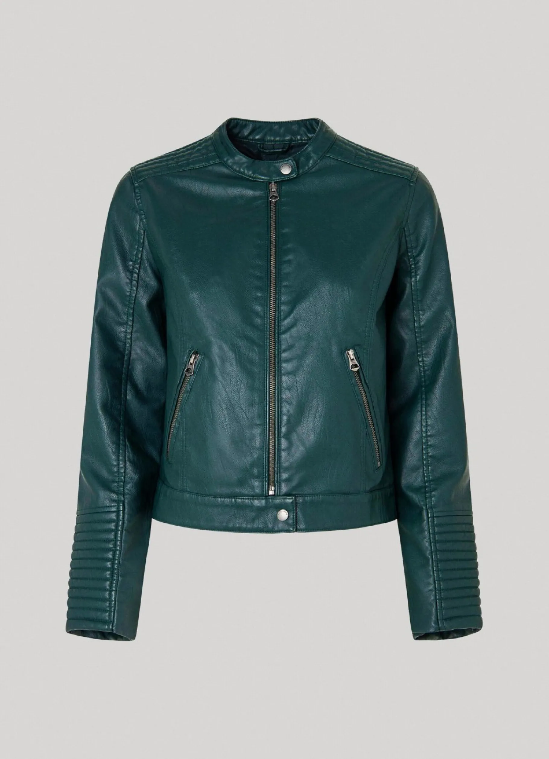Women Pepe Jeans Quilted Shoulder Biker Jacket