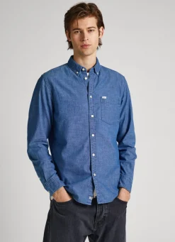 Men Pepe Jeans Regular Fit Chambray Shirt