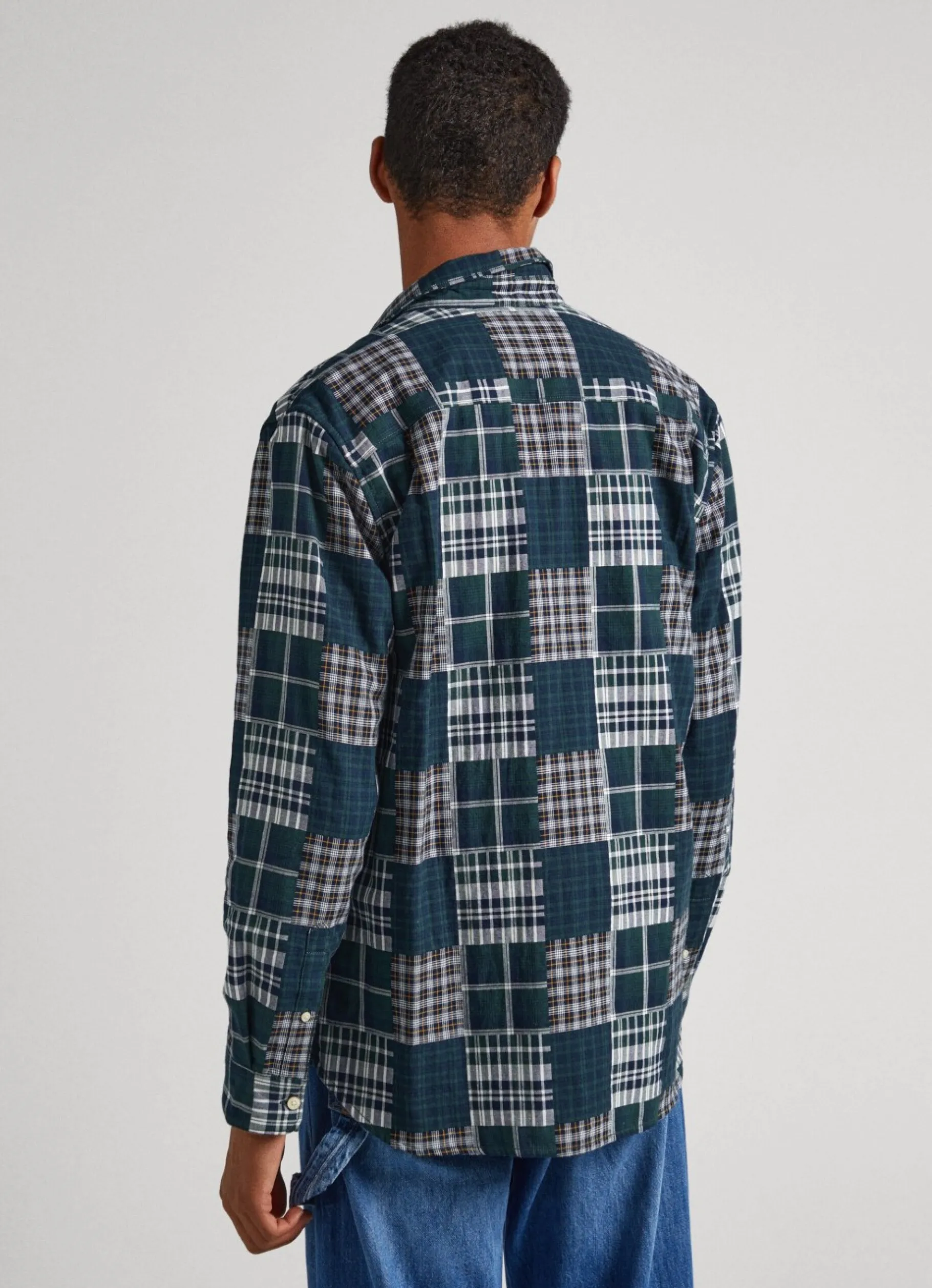 Men Pepe Jeans Regular Fit Patchwork Shirt