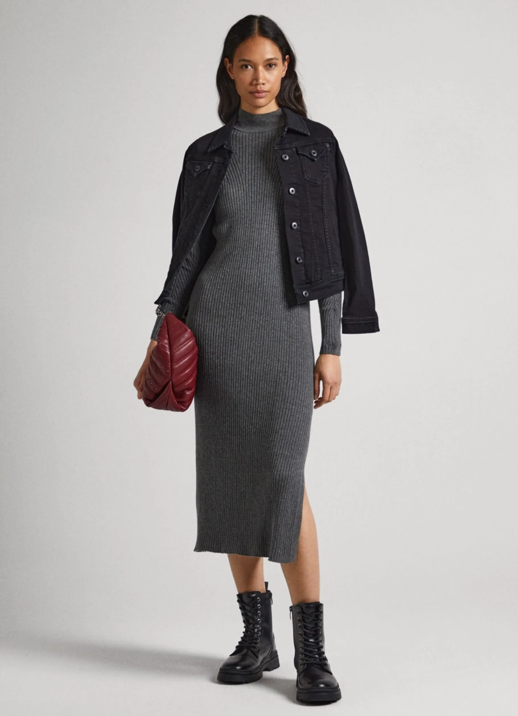 Women Pepe Jeans Regular Fit Ribbed Dress