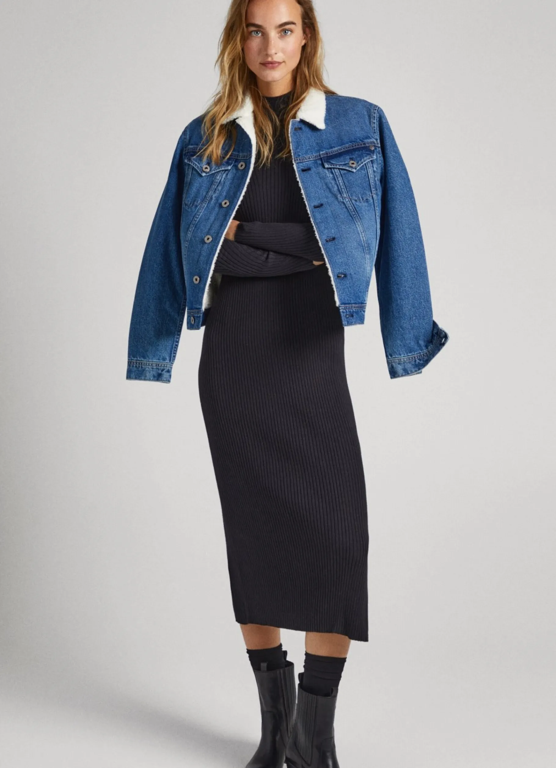 Women Pepe Jeans Regular Fit Ribbed Dress