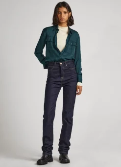 Women Pepe Jeans Regular Fit Satin Shirt