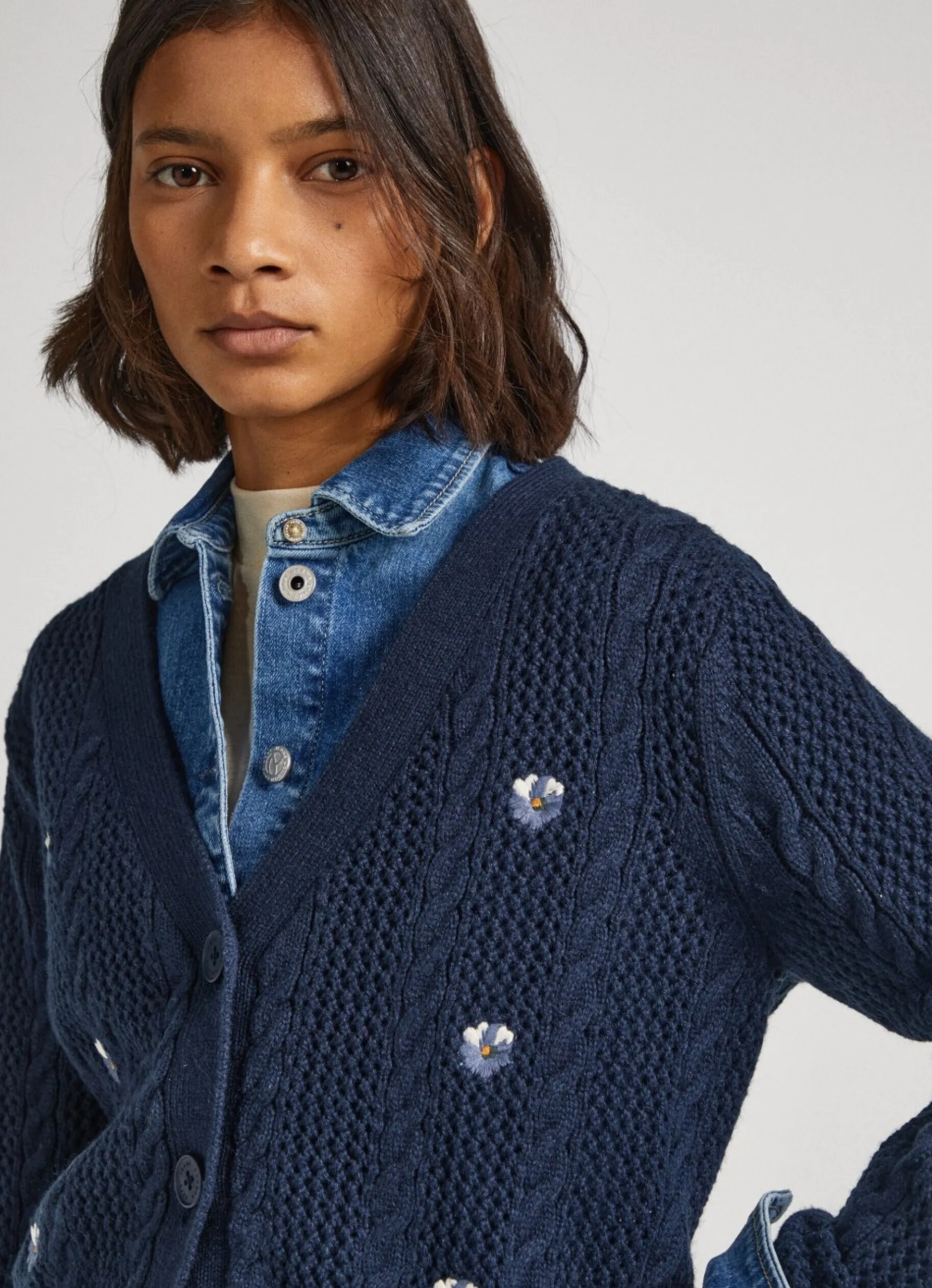 Women Pepe Jeans Rib Detail Cardigan