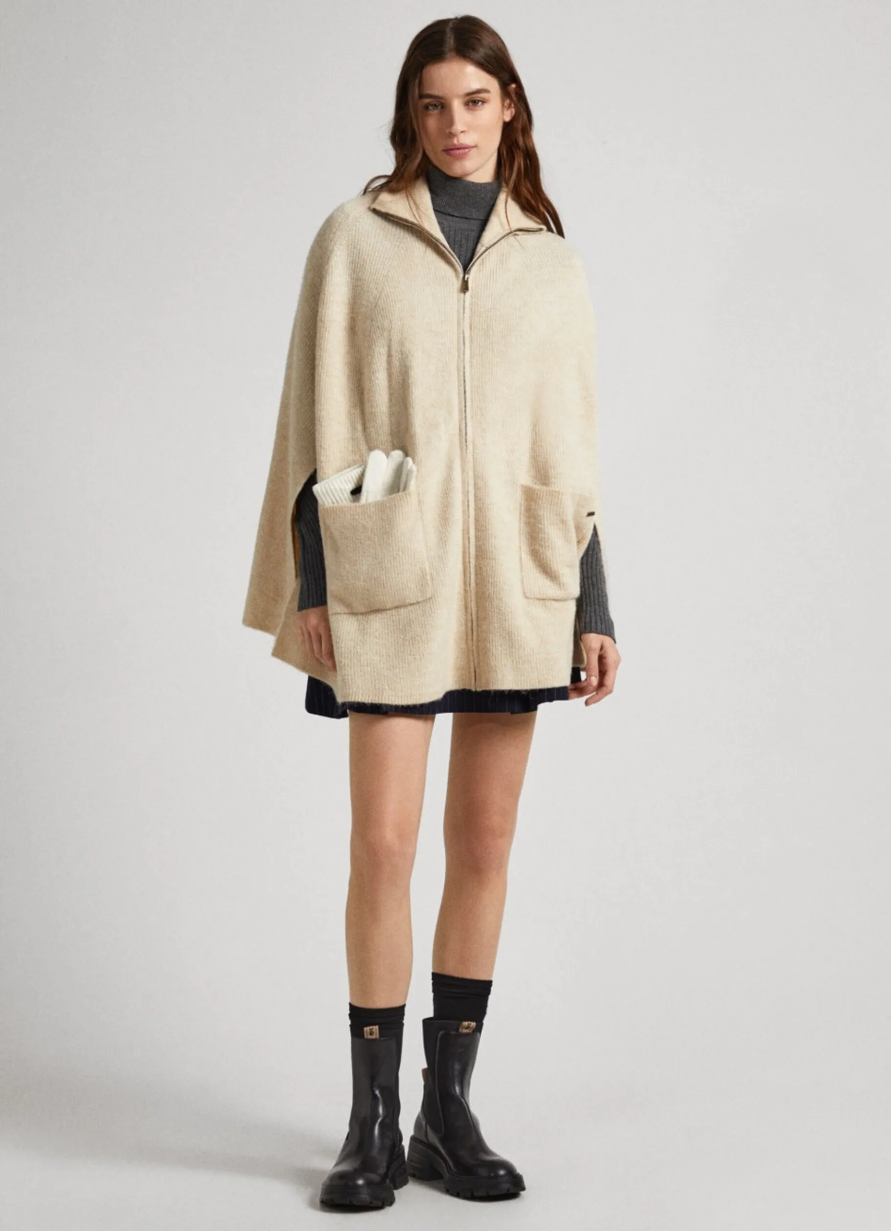 Women Pepe Jeans Ribbed Cape Cardigan