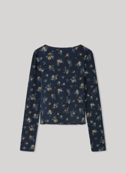 Girl Pepe Jeans Ribbed Floral Print Shirt