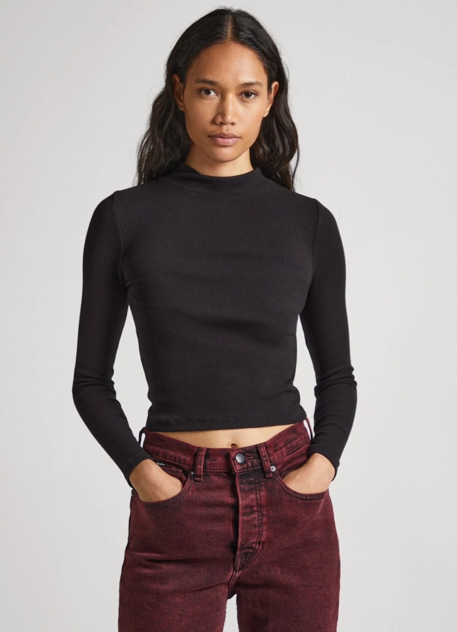 Women Pepe Jeans Ribbed Long-Sleeve T-Shirt