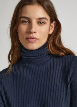 Women Pepe Jeans Ribbed Turtleneck Long Sleeve T-Shirt