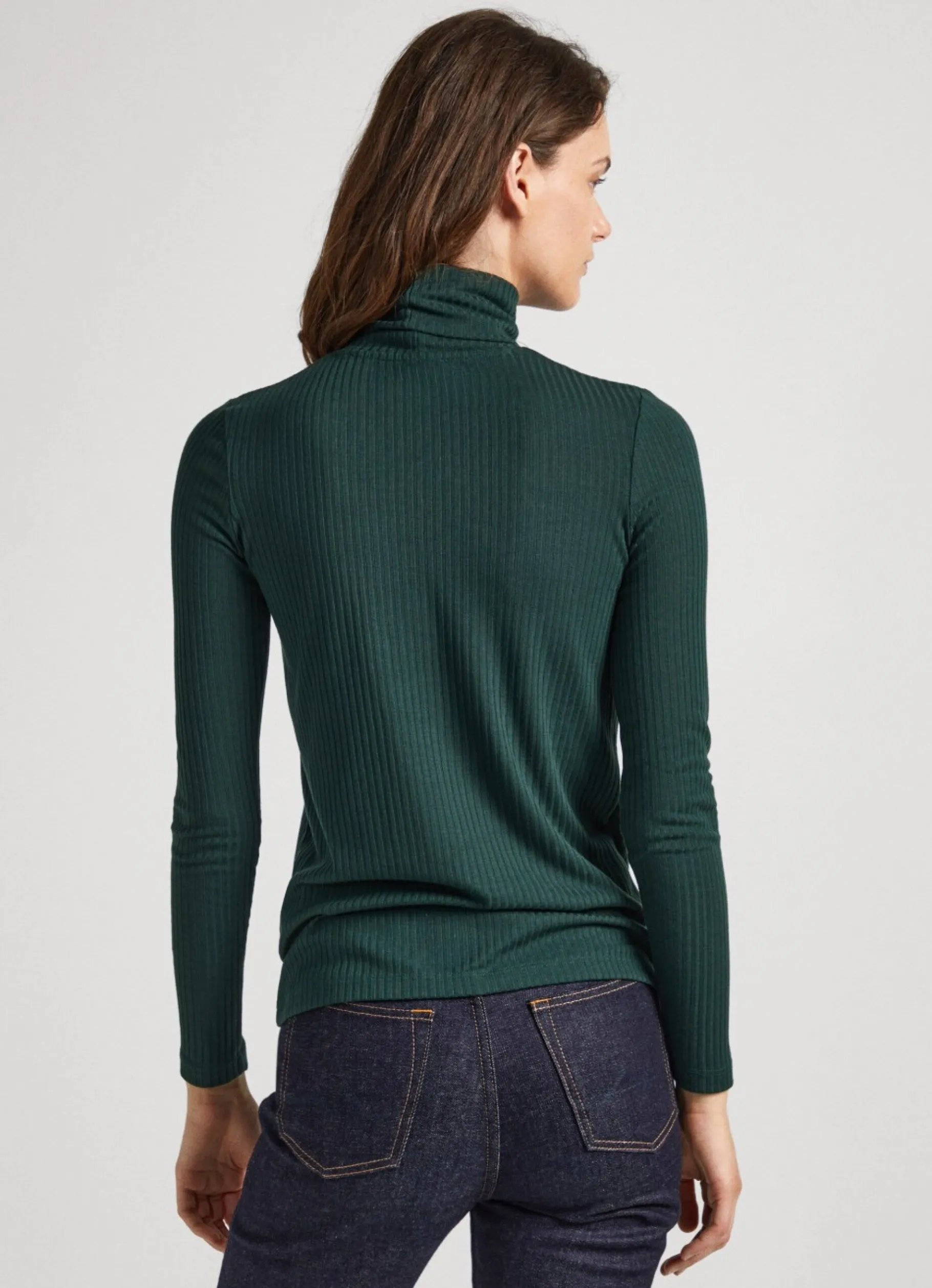 Women Pepe Jeans Ribbed Turtleneck Long Sleeve T-Shirt