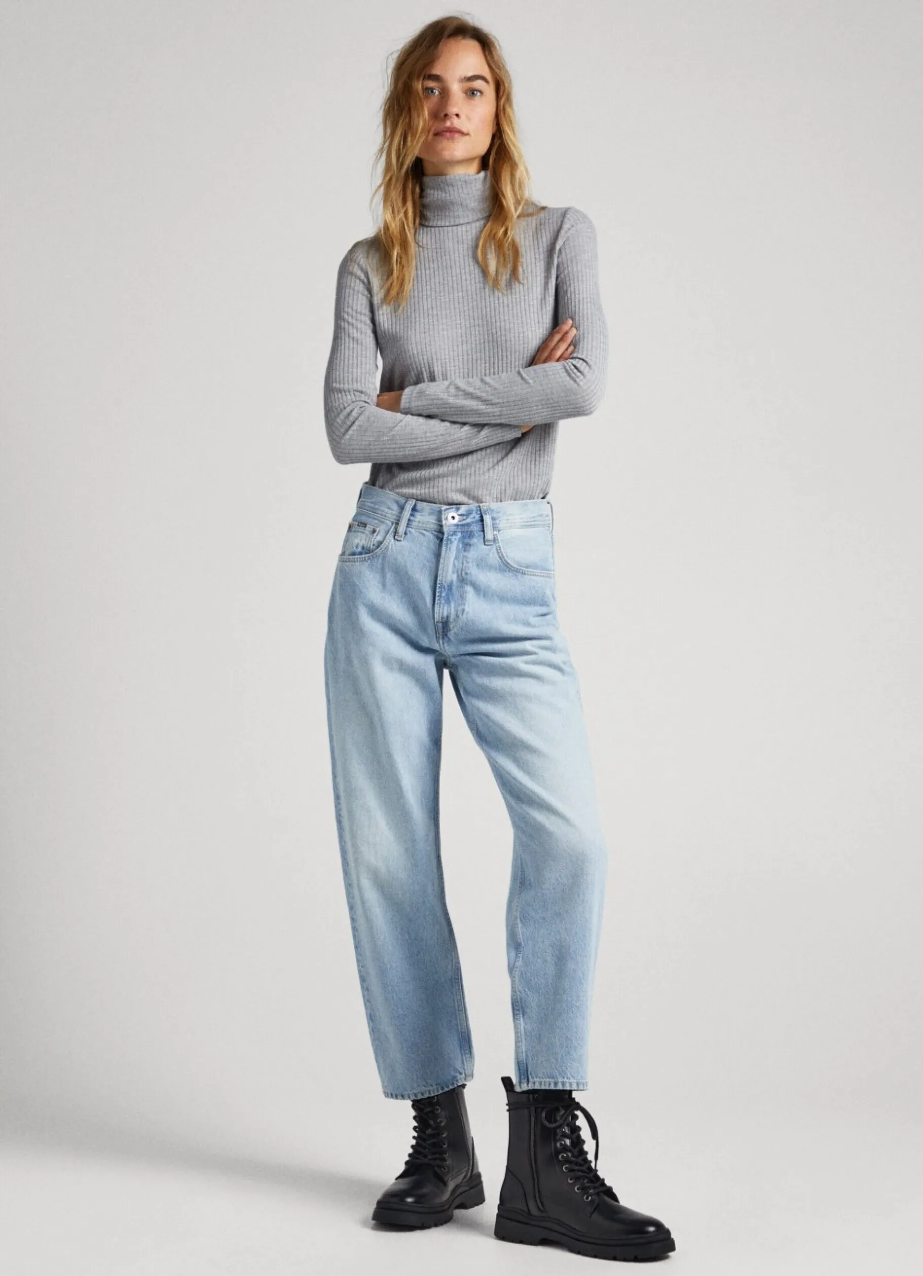 Women Pepe Jeans Ribbed Turtleneck Long Sleeve T-Shirt