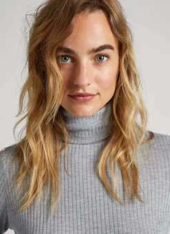 Women Pepe Jeans Ribbed Turtleneck Long Sleeve T-Shirt