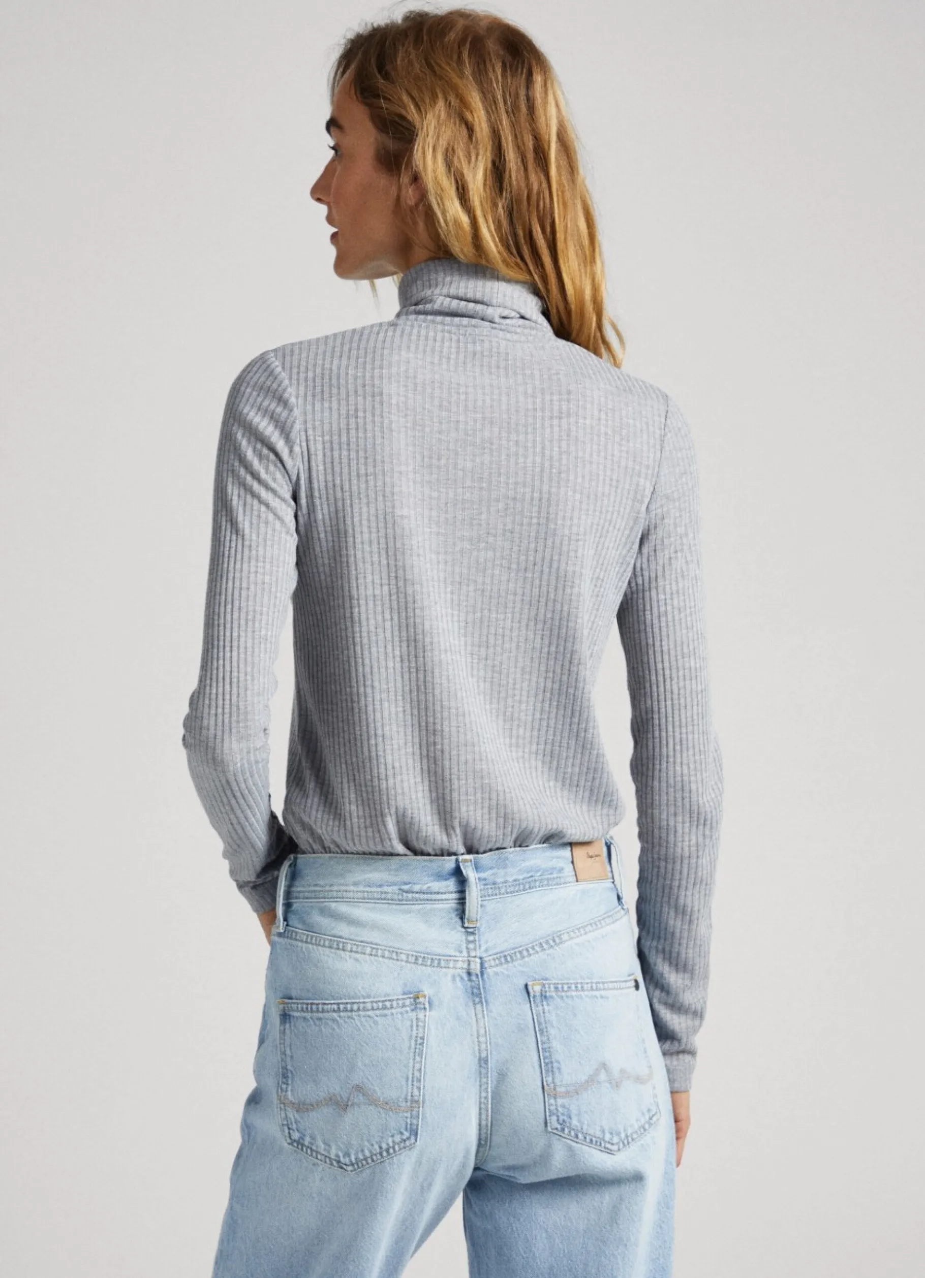 Women Pepe Jeans Ribbed Turtleneck Long Sleeve T-Shirt