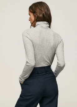 Women Pepe Jeans Ribbed Turtleneck Long Sleeve T-Shirt