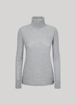 Women Pepe Jeans Ribbed Turtleneck Long Sleeve T-Shirt