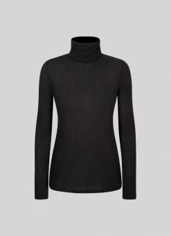 Women Pepe Jeans Ribbed Turtleneck Long Sleeve T-Shirt