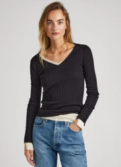 Women Pepe Jeans Ribbed V-Neck Knit