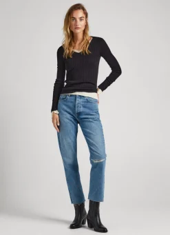 Women Pepe Jeans Ribbed V-Neck Knit