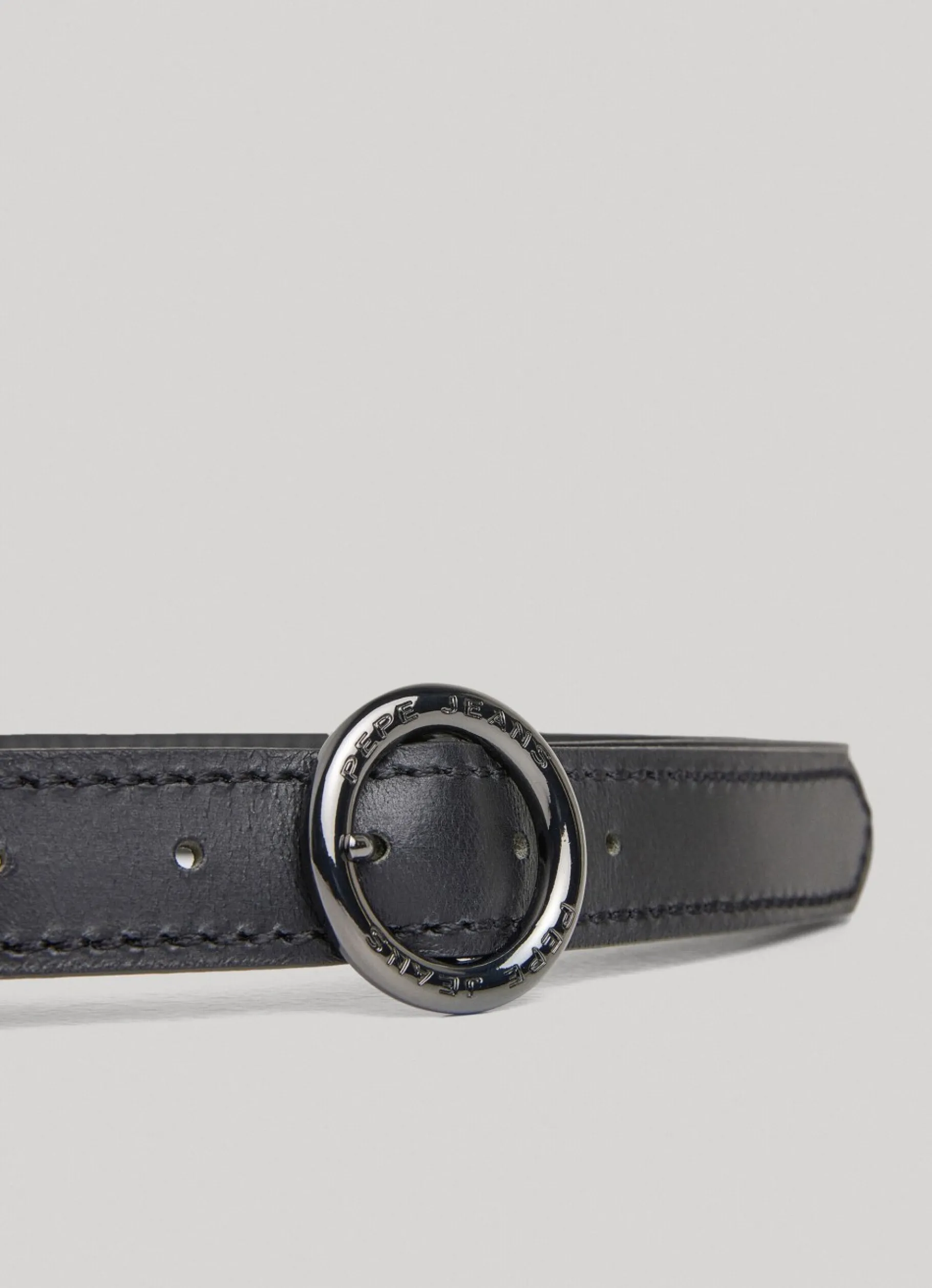Women Pepe Jeans Round Buckle Leather Belt