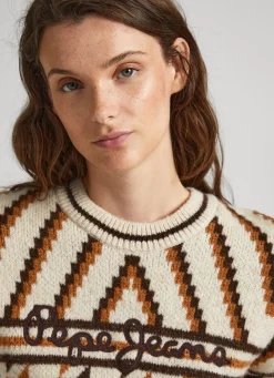 Women Pepe Jeans Round Neck Jacquard Knit