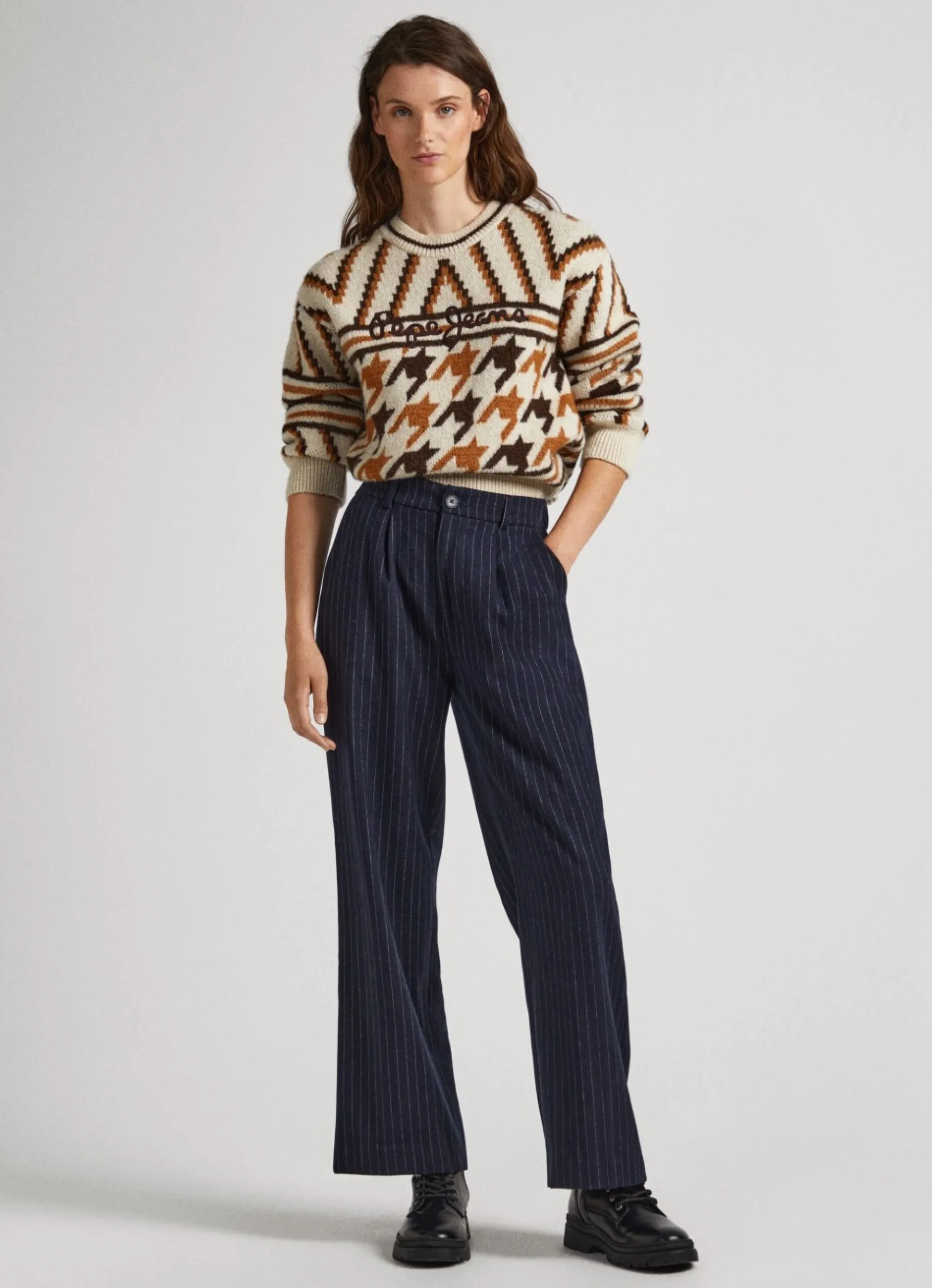 Women Pepe Jeans Round Neck Jacquard Knit
