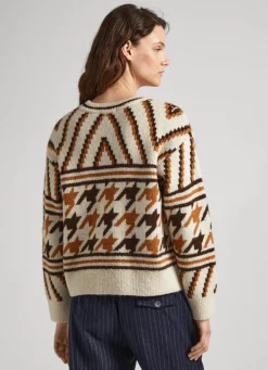 Women Pepe Jeans Round Neck Jacquard Knit