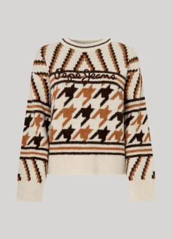 Women Pepe Jeans Round Neck Jacquard Knit