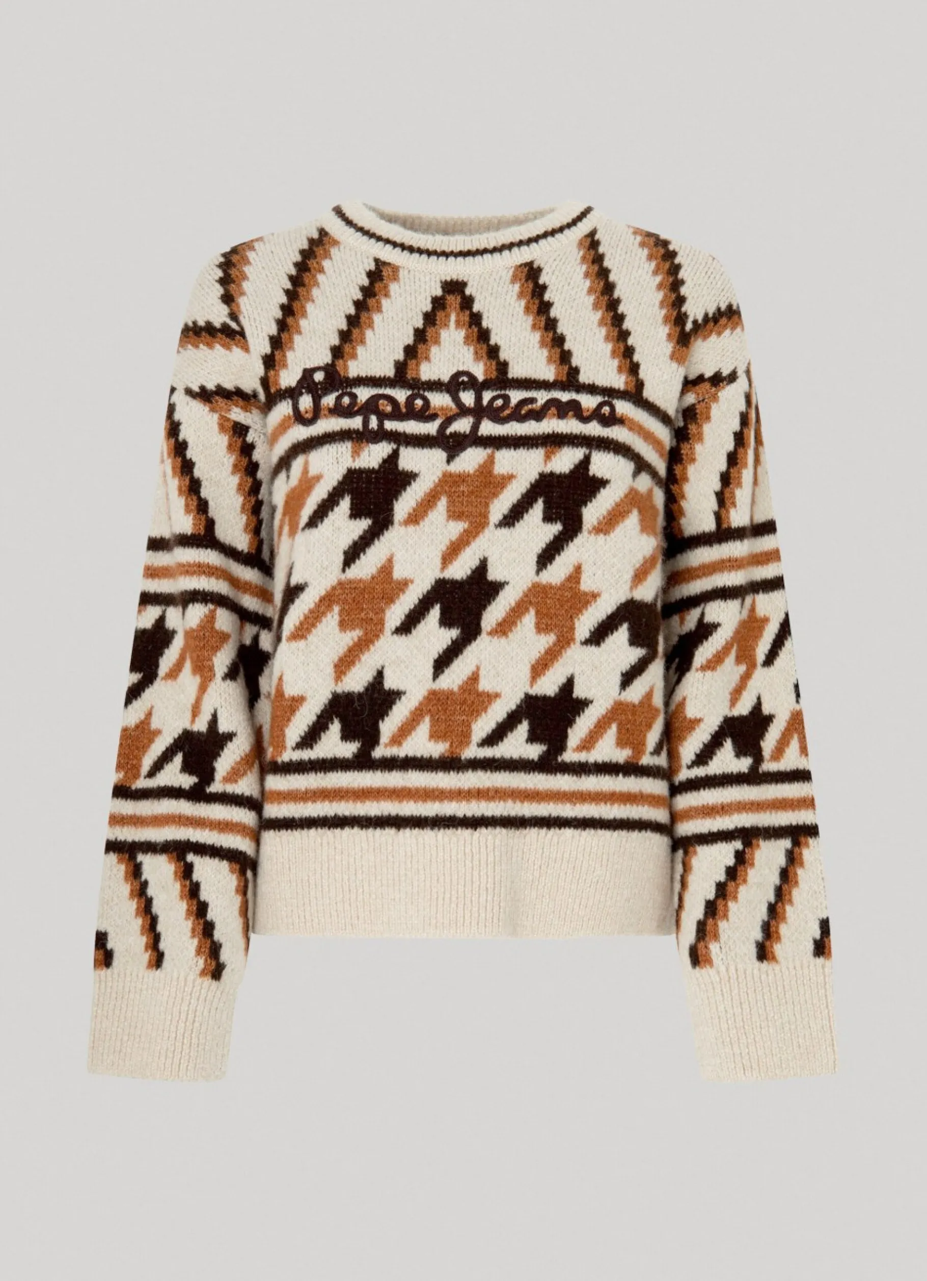 Women Pepe Jeans Round Neck Jacquard Knit