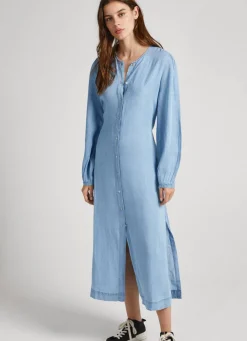 Women Pepe Jeans Round Neck Tencel Dress