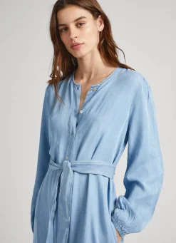 Women Pepe Jeans Round Neck Tencel Dress