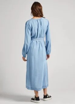 Women Pepe Jeans Round Neck Tencel Dress