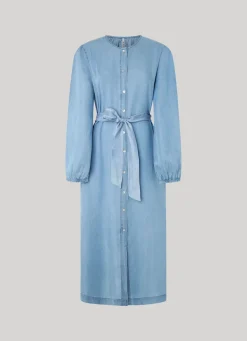 Women Pepe Jeans Round Neck Tencel Dress