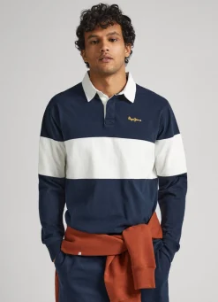 Men Pepe Jeans Rugby Polo Shirt W/Embroidered Logo