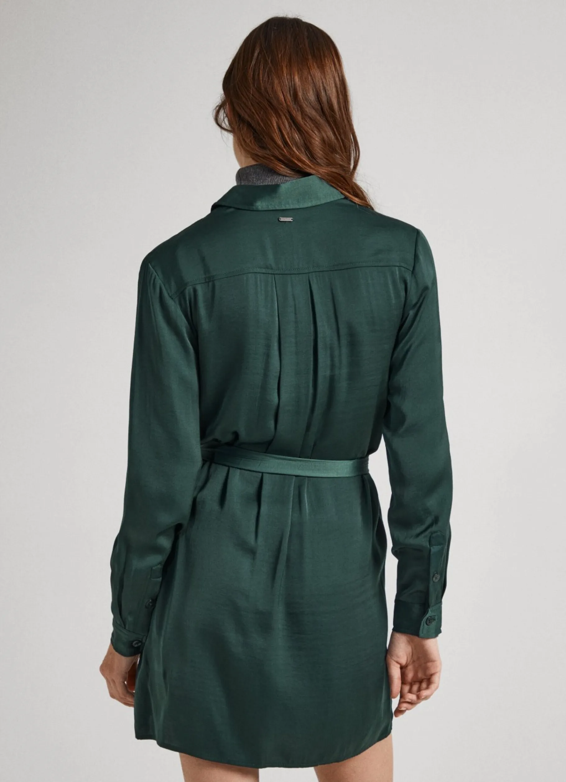 Women Pepe Jeans Satin Button-Up Dress