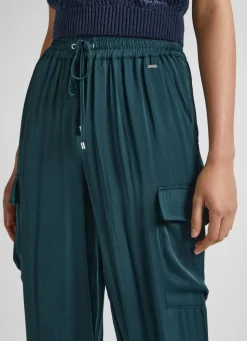 Women Pepe Jeans Satin Cargo Trousers