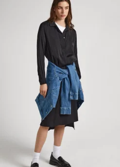 Women Pepe Jeans Satin Shirt Dress
