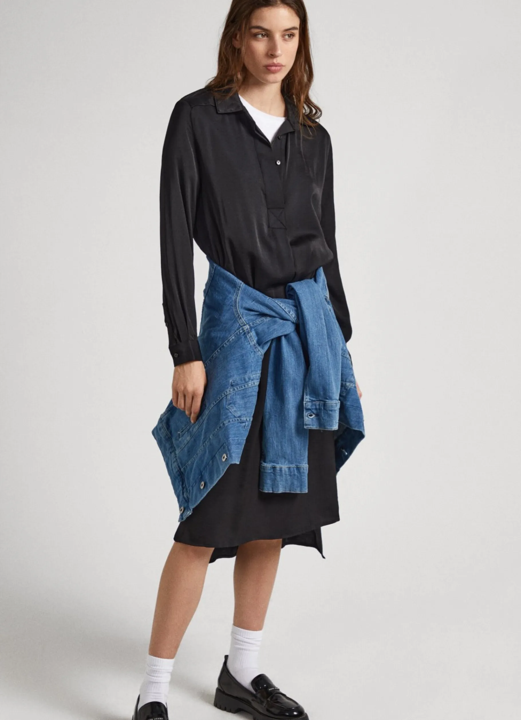 Women Pepe Jeans Satin Shirt Dress