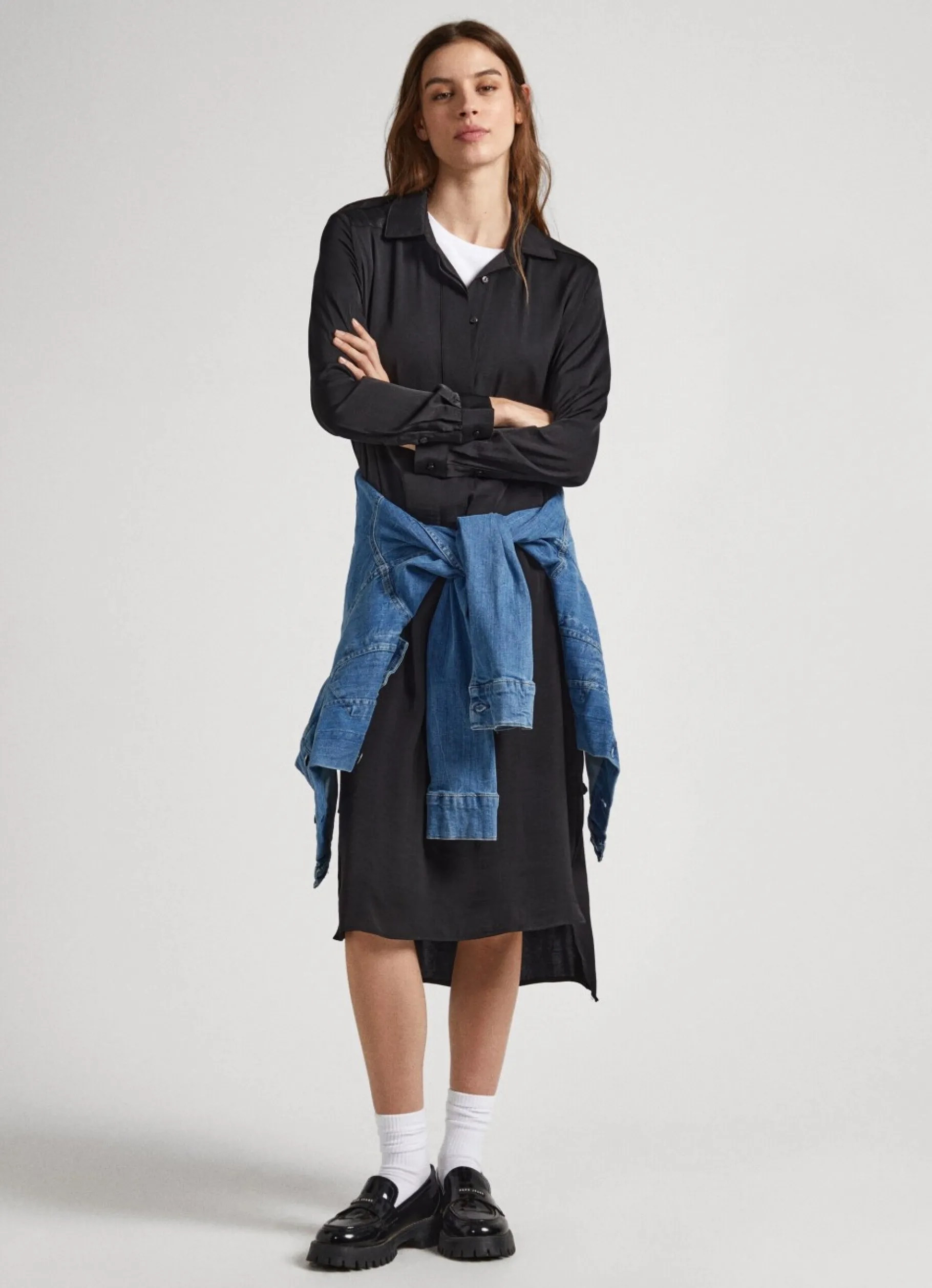 Women Pepe Jeans Satin Shirt Dress