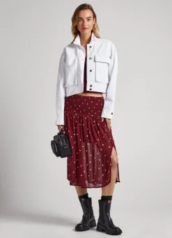 Women Pepe Jeans Semi-Transparent Fabric Skirt