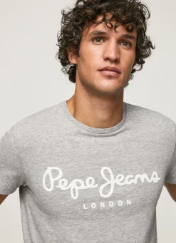 Men Pepe Jeans Short-Sleeved Cotton T-Shirt