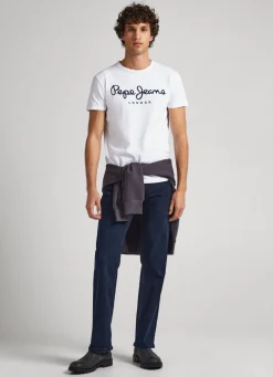Men Pepe Jeans Short-Sleeved Cotton T-Shirt