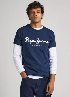 Men Pepe Jeans Short-Sleeved Cotton T-Shirt